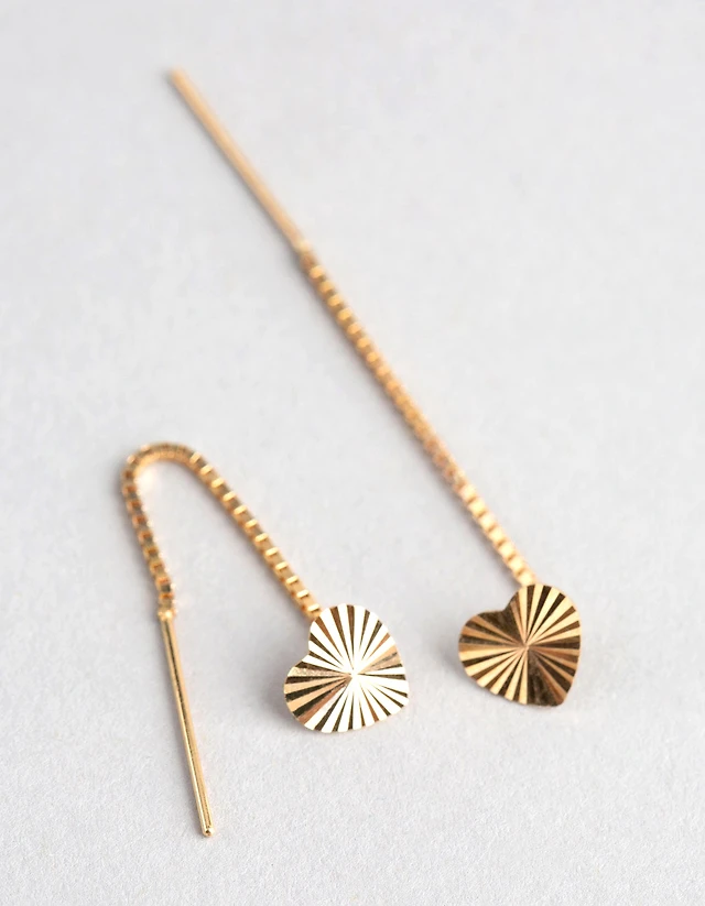 Shop Lovisa 9ct Gold Diamond Cut Heart Box Chain Threader Earrings