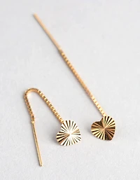 9ct Gold Diamond Cut Heart Box Chain Threader Earrings