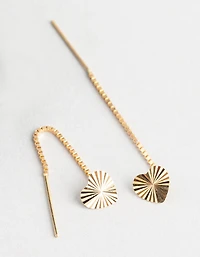 9ct Gold Diamond Cut Heart Box Chain Threader Earrings