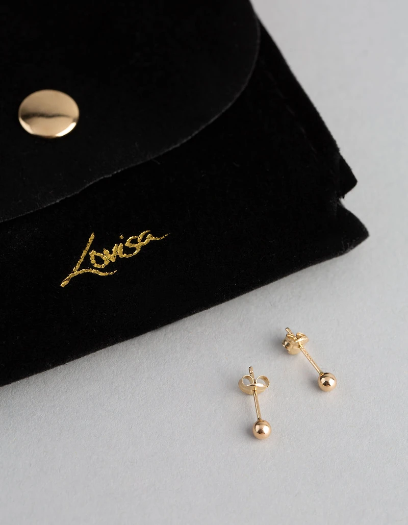 9ct Gold 3mm Polished Ball Stud Earrings