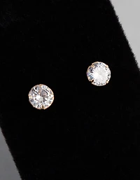 9ct Gold 5mm Round Cubic Zirconia Stud Earrings