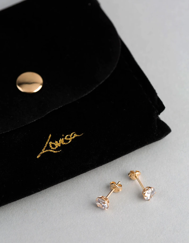 9ct Gold 5mm Round Cubic Zirconia Stud Earrings