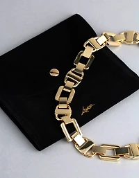 18ct Gold Plated Brass Statement Square Chain Link Collar Necklace