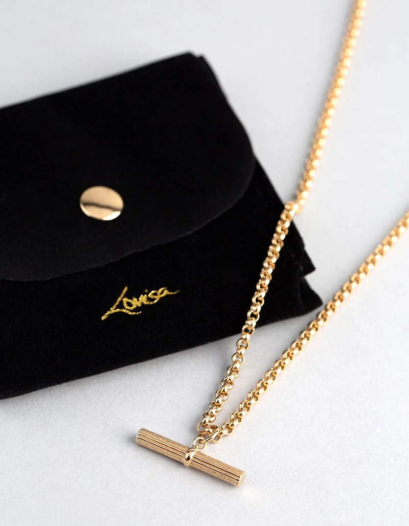 Gold Plated Sterling Silver Rolo Chain Fob Necklace