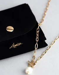 Gold Plated Sterling Silver Freshwater Pearl T&O Necklace