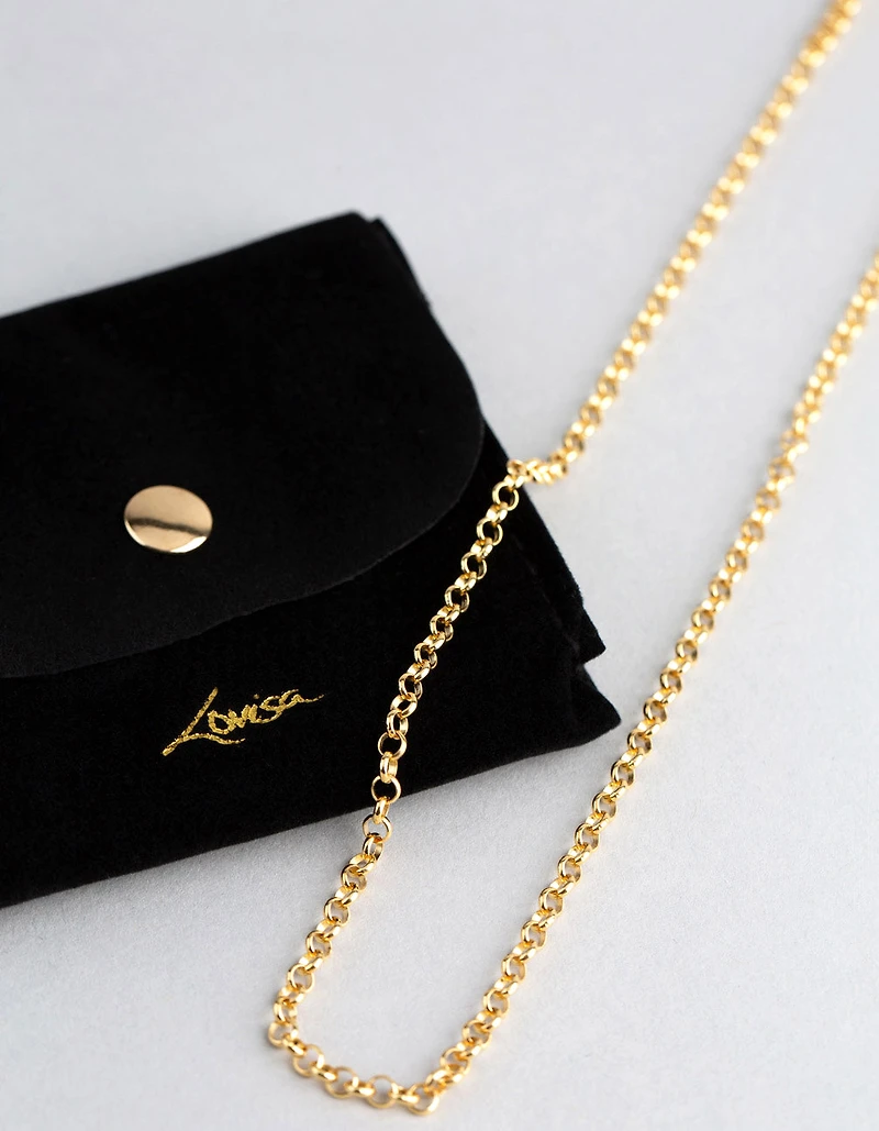 Gold Plated Sterling Silver Rolo Chain Necklace