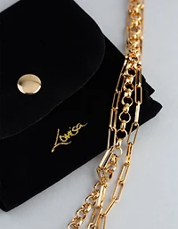 Gold Plated Sterling Silver Half & Half Chain Necklace