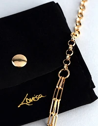 Gold Plated Sterling Silver Half & Half Chain Bracelet