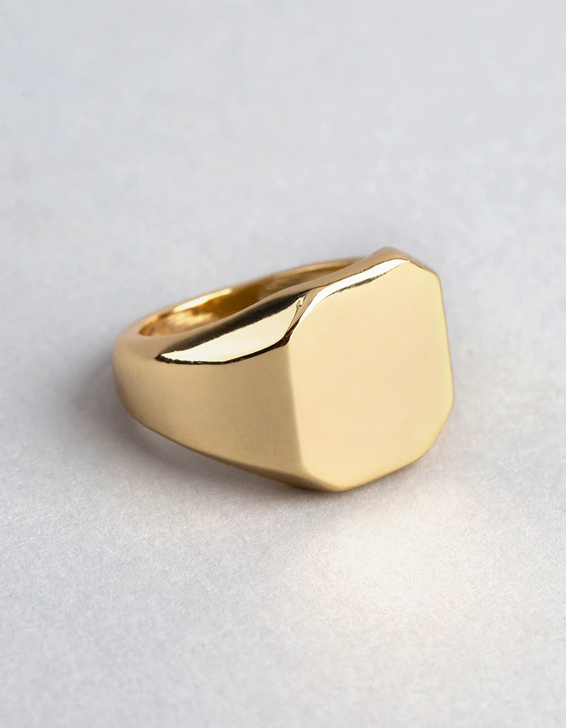 Chevalière octogonale en laiton plaqué 18 carats