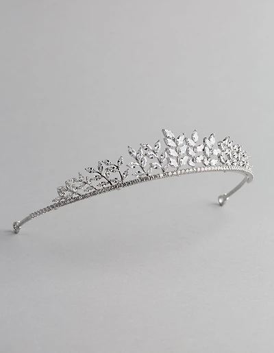 Silver Cubic Zirconia Navette Stone Tiara