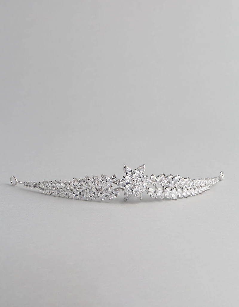 Silver Cubic Zirconia Fern Hair Garland