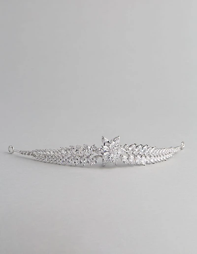 Silver Cubic Zirconia Fern Hair Garland