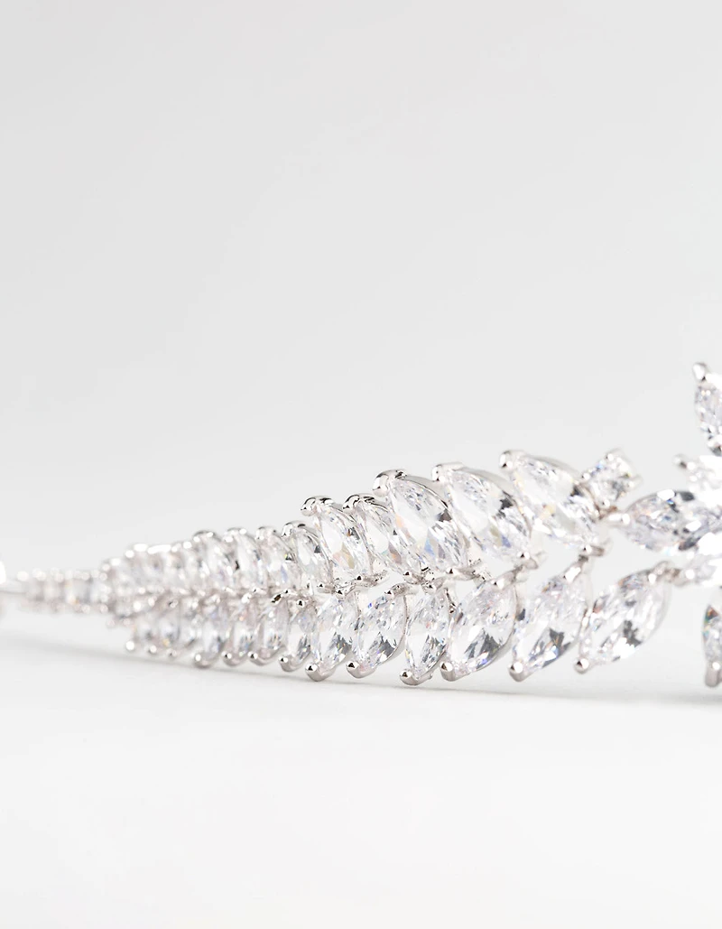 Silver Cubic Zirconia Fern Hair Garland