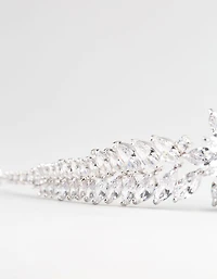 Silver Cubic Zirconia Fern Hair Garland