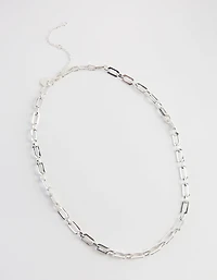 Silver Rectangle Link Necklace