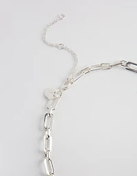 Silver Rectangle Link Necklace
