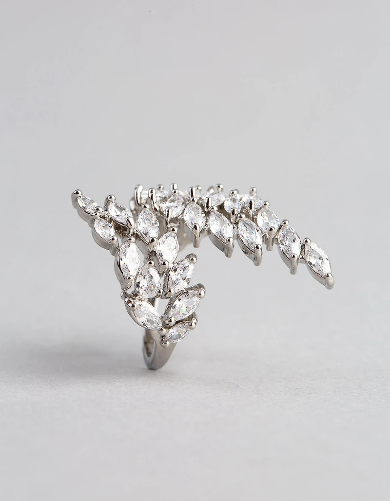 Silver Cubic Zirconia Vine Wrap Ring