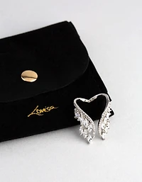 Rhodium Cubic Zirconia V Shape Ring