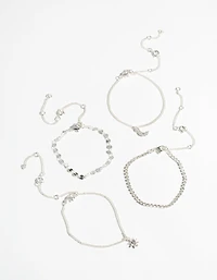 Silver 4-Pack Celestial Charm Bracelet