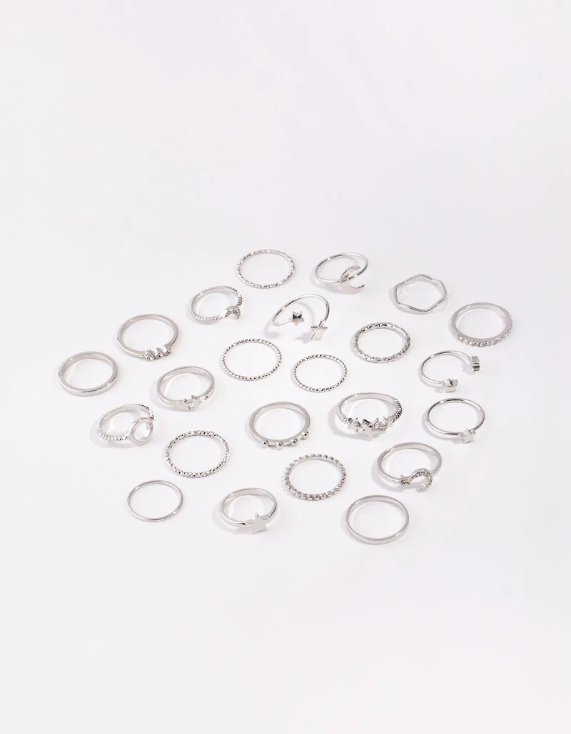 Pack de 24 bagues célestes d’argent