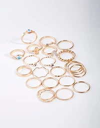Gold Evil Eye & Hamsa Ring 24-Pack