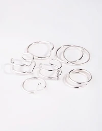 Silver Multi Band 8-Pack Rings
