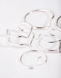 Silver Multi Band 8-Pack Rings