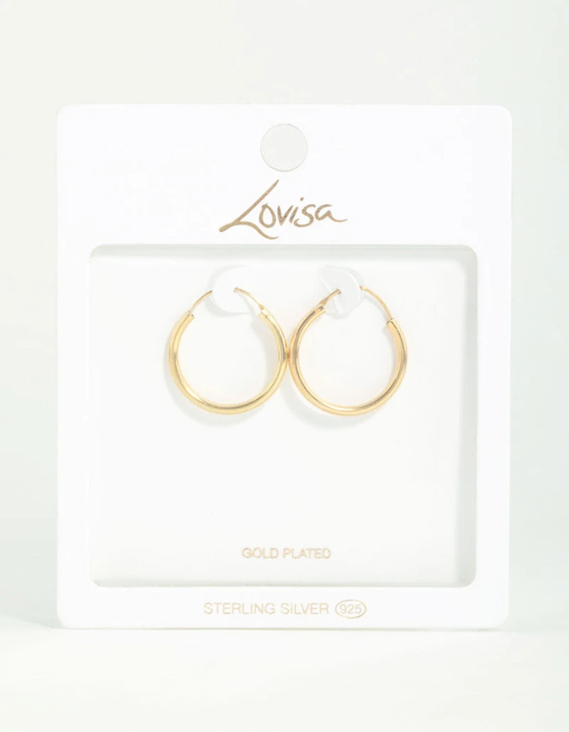 Gold Plated Sterling Silver 25mm Hoop Earrings