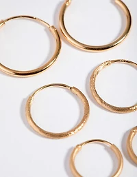 Gold Plated Sterling Silver Station Hoop Pack Earring