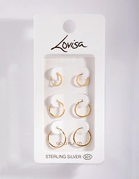 Gold Plated Sterling Silver Station Hoop Pack Earring