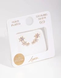 Gold Plated Cubic Zirconia Star Crawler Earrings