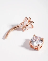 Titanium Rose Gold Cubic Zirconia Butterfly Bellybutton Ring