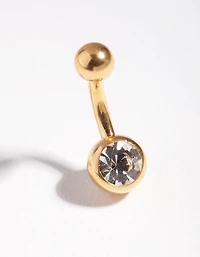 Surgical Steel Gold Diamante Mini Belly Ring
