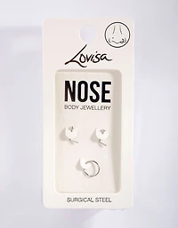Surgical Steel  Diamante Nose Ring Pack