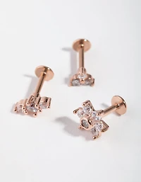 Rose Gold Surgical Steel Flower Flat Back Pack
