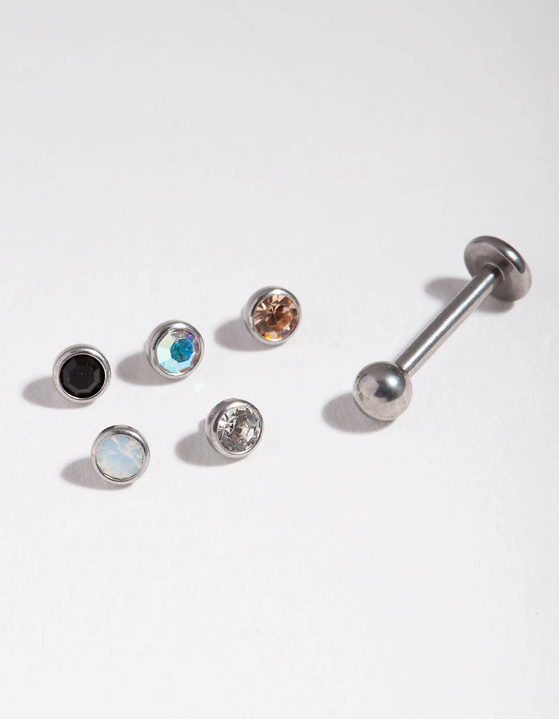 Surgical Steel Diamante Flat Back 6-Pack