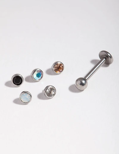 Surgical Steel Diamante Flat Back 6-Pack