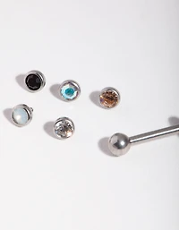 Surgical Steel Diamante Flat Back 6-Pack