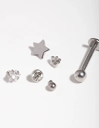Surgical Steel Diamante Star Flat Back 6-Pack