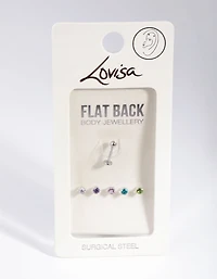 Surgical Steel Cubic Zircona Flower Flat Back 6-Pack
