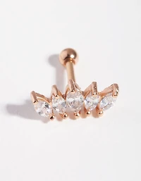 Rose Gold Surgical Steel Marquise Stone Barbell