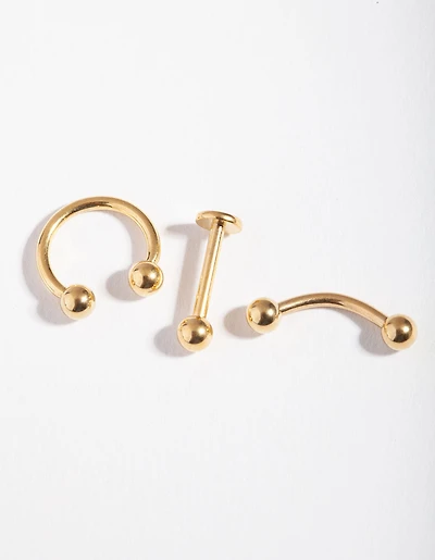 Surgical Steel Gold Mix Piercing Earring Pack