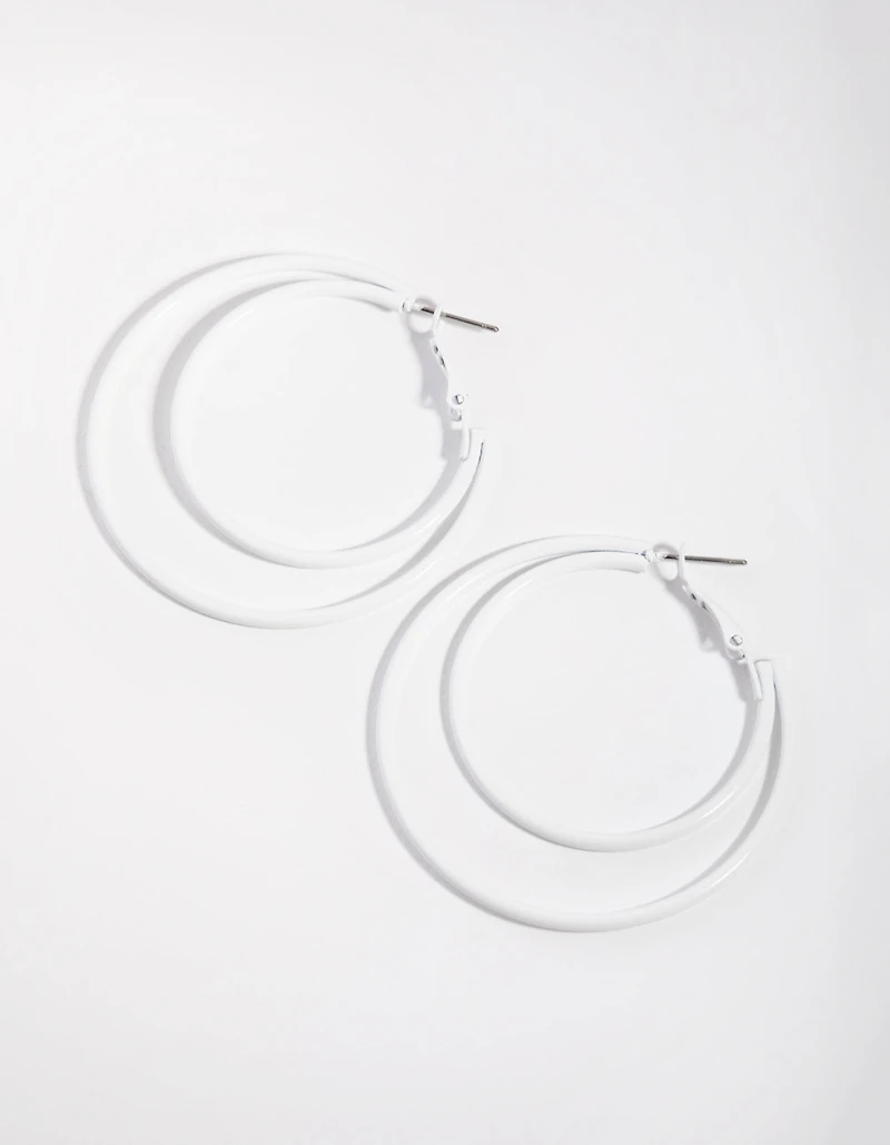 Matte White Double Hoop Earrings