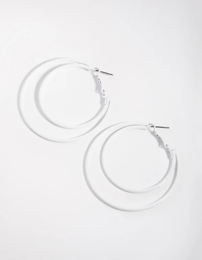 Matte White Double Hoop Earrings
