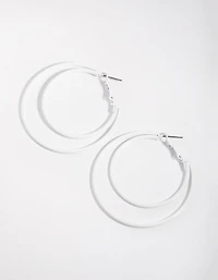 Matte White Double Hoop Earrings