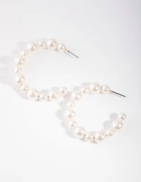 Beaded Pearl Hoop Earrings