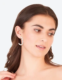 Beaded Pearl Hoop Earrings