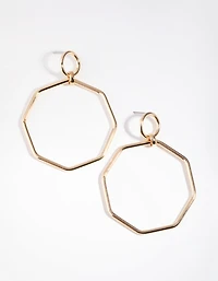 Boucles d’oreilles pendantes en or octogonal