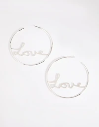 Silver Extra Large Love Hoop Earrings