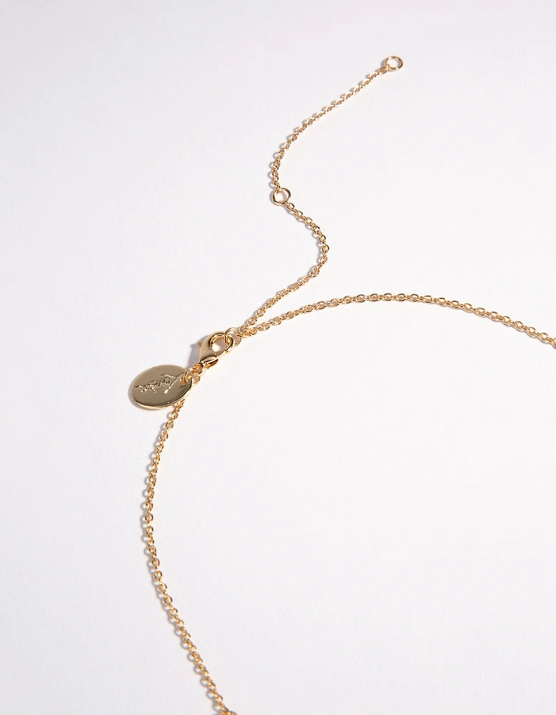 Gold Plated Pearl & Disc Necklace
